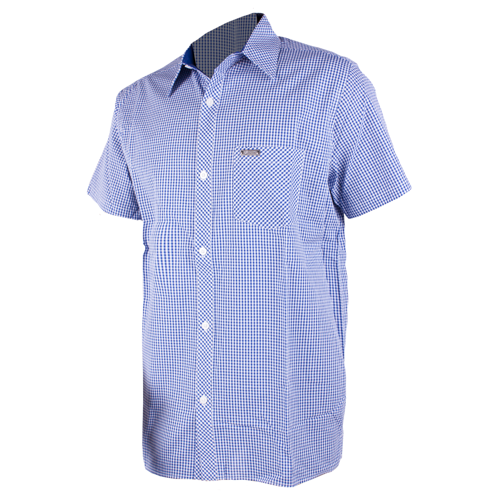 Men's Corporate Shirt Short Sleeve - Blue Gingham