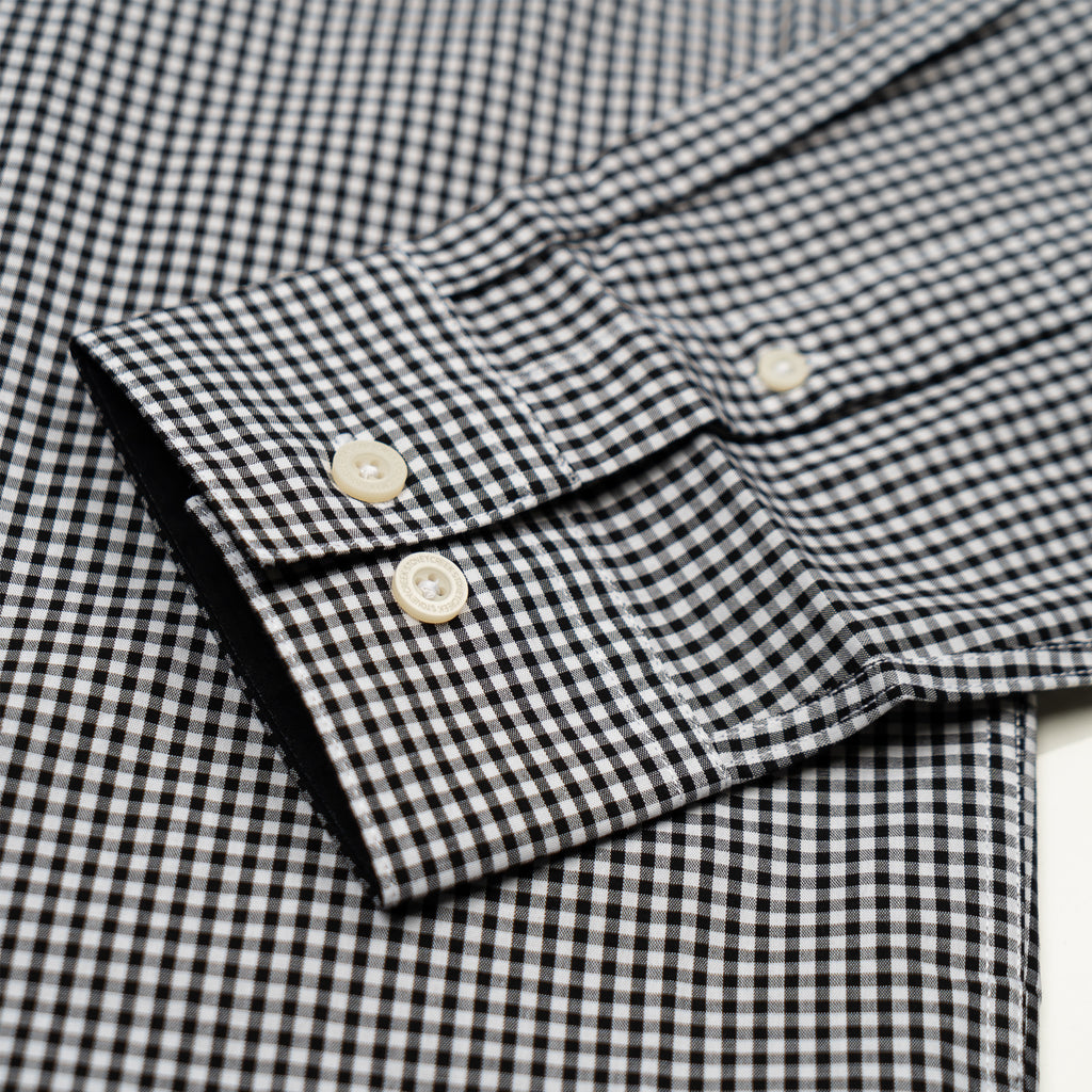 Men's Corporate Shirt Long Sleeve - Black Gingham