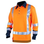 Hi Vis Silverdry Long Sleeve Polo - Orange
