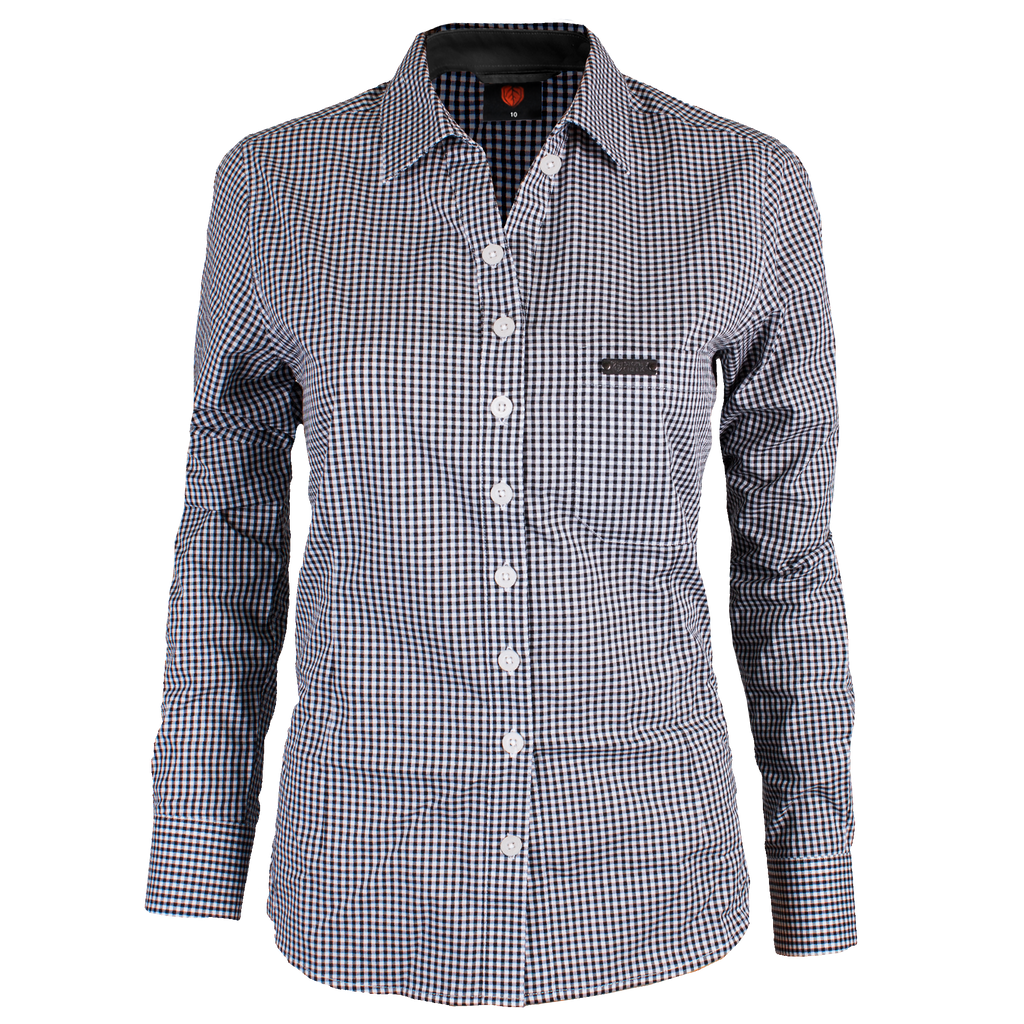 Women's Corporate Shirt Long Sleeve - Black Gingham