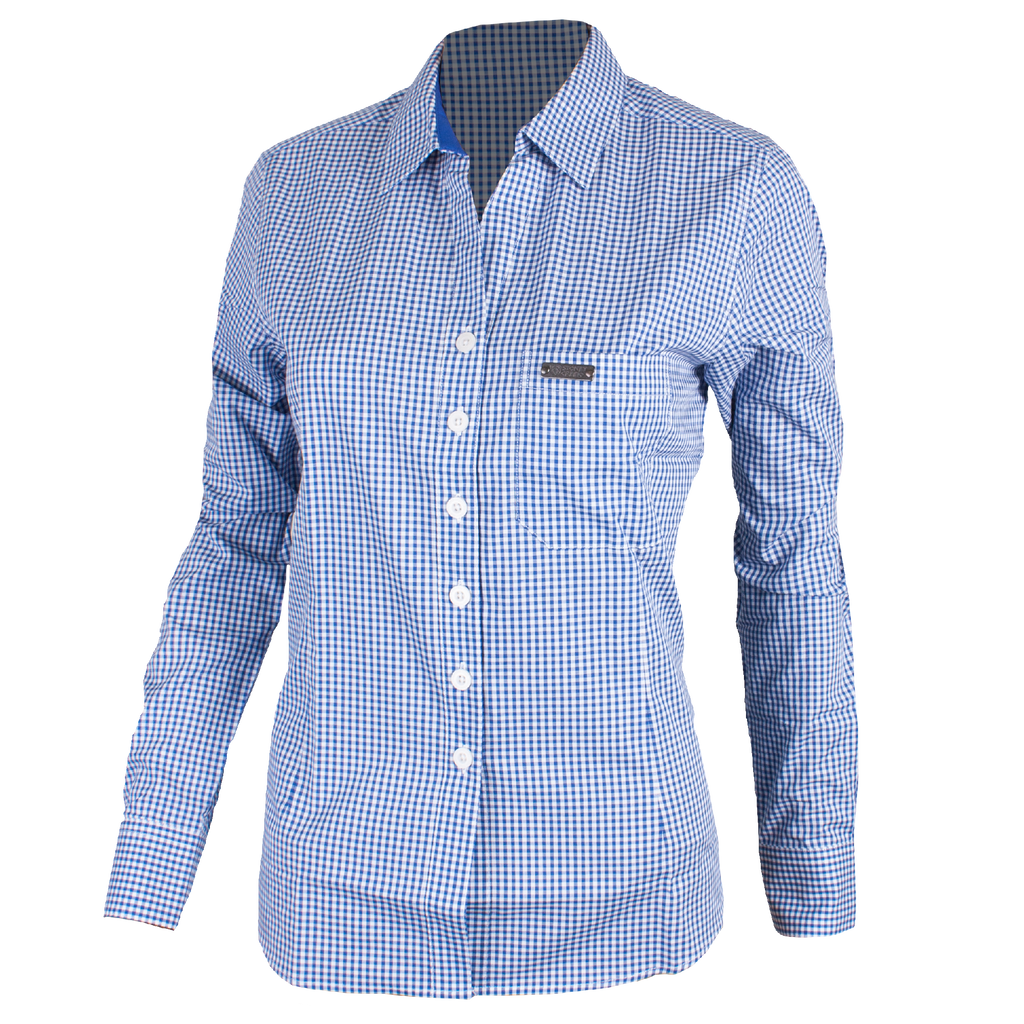 Women's Corporate Shirt Long Sleeve - Blue Gingham