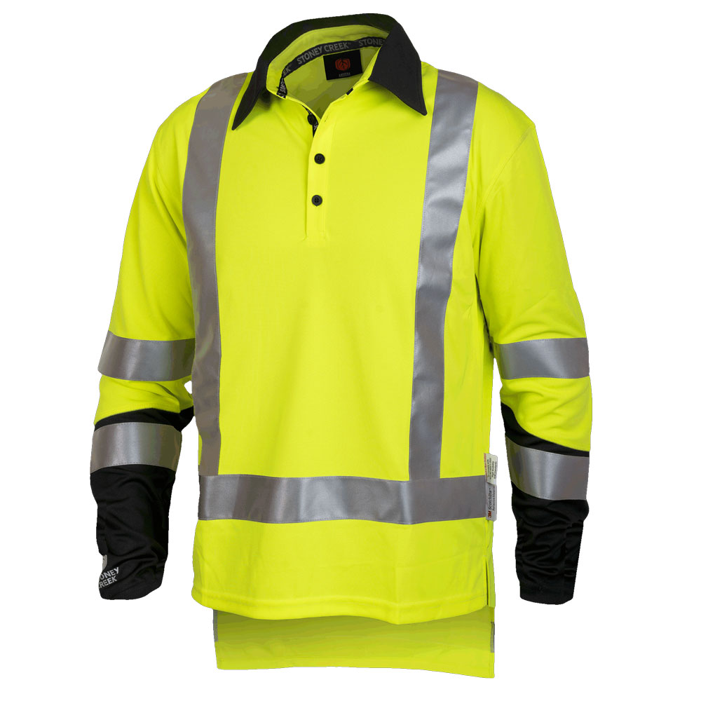 Hi Vis Silverdry Long Sleeve Polo - Yellow and Orange | Stoney Creek ...