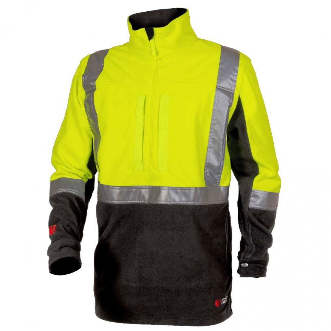 Hi Vis Windproof Twin Zip Top Yellow Black Stoney Creek Safety