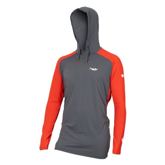 Men's Apex Cooling Hoodie - Dark Shadow/Fiery Red